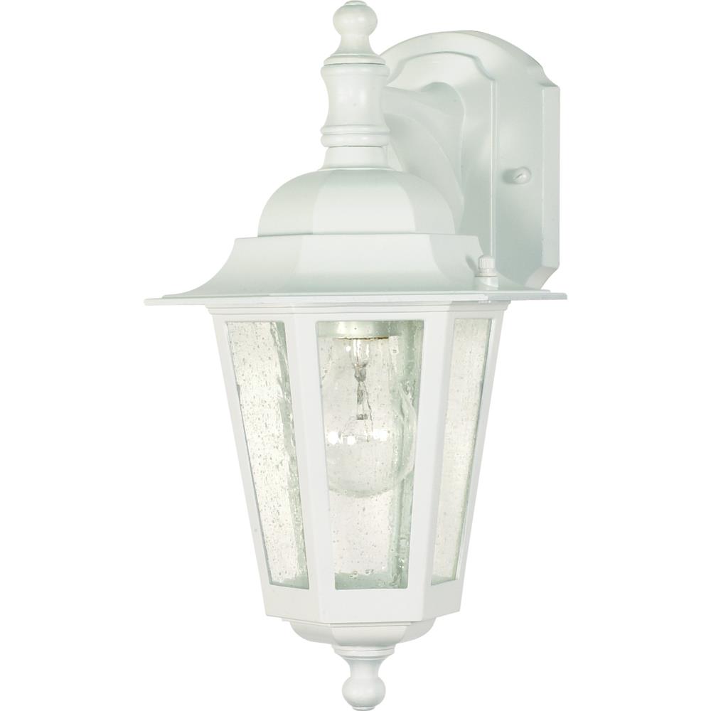 Nuvo Lighting 60/988  Cornerstone - 1 Light - 13" - Wall Lantern - Arm Down with Clear Seed Glass in White Finish